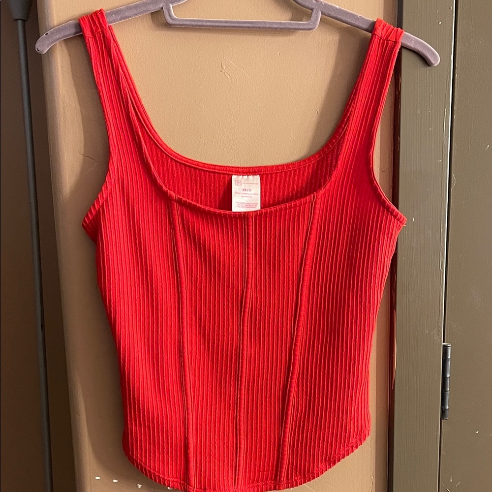 No Boundaries Red Ribbed Camisole